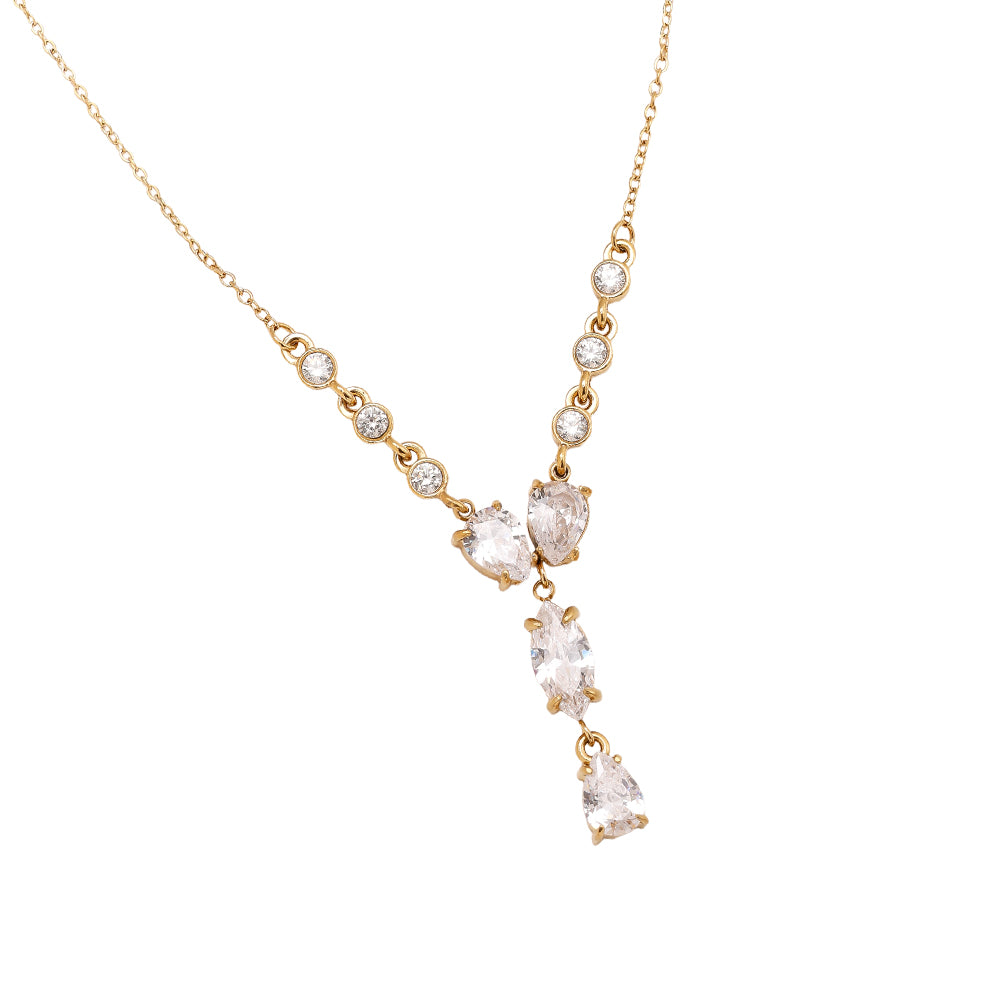 40cm Fancy Sparkling Diamond Edelstahl Halskette