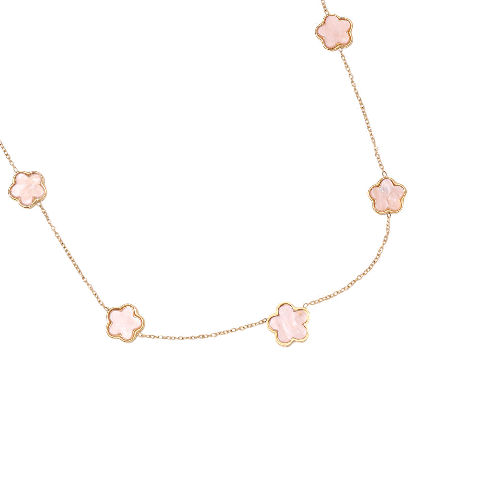40cm Pink Resin Flower Edelstahl Halskette