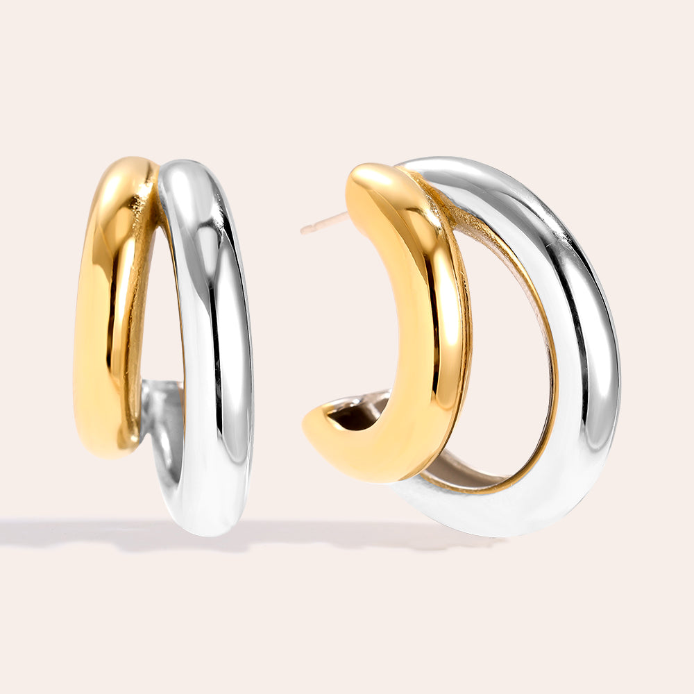 30mm Gold And Silver Half Hoop Edelstahl Ohrringe