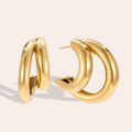 30mm Gold And Silver Half Hoop Edelstahl Ohrringe