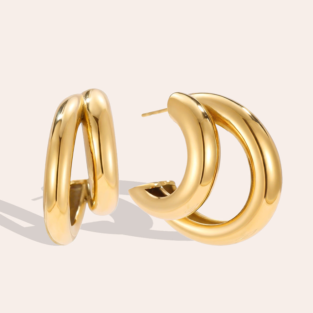 30mm Gold And Silver Half Hoop Edelstahl Ohrringe