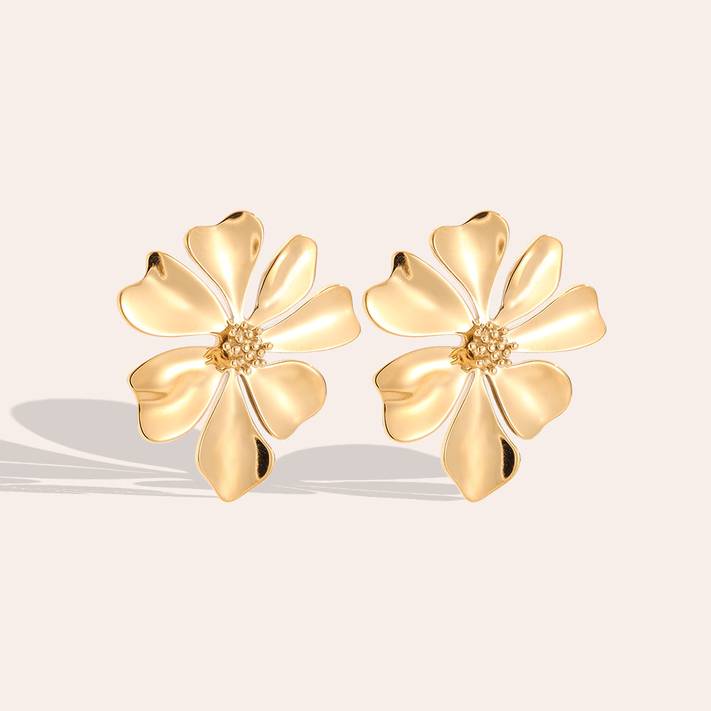 24*27mm Schöne Blume Edelstahl Ohrringe