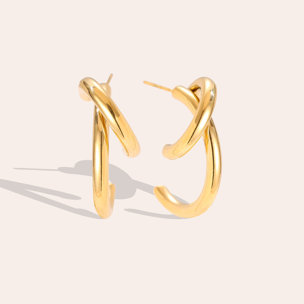 3cm Free Line Half Hoop Edelstahl Ohrringe