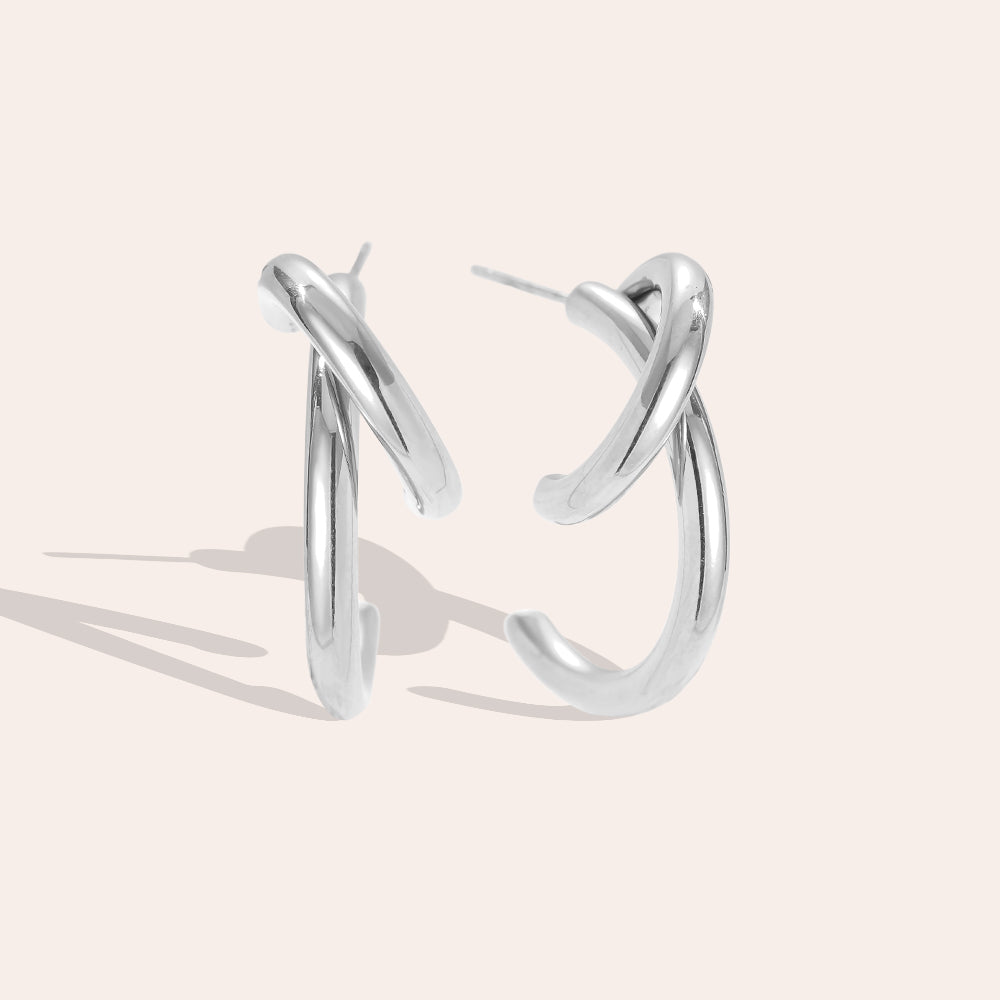 3cm Free Line Half Hoop Edelstahl Ohrringe