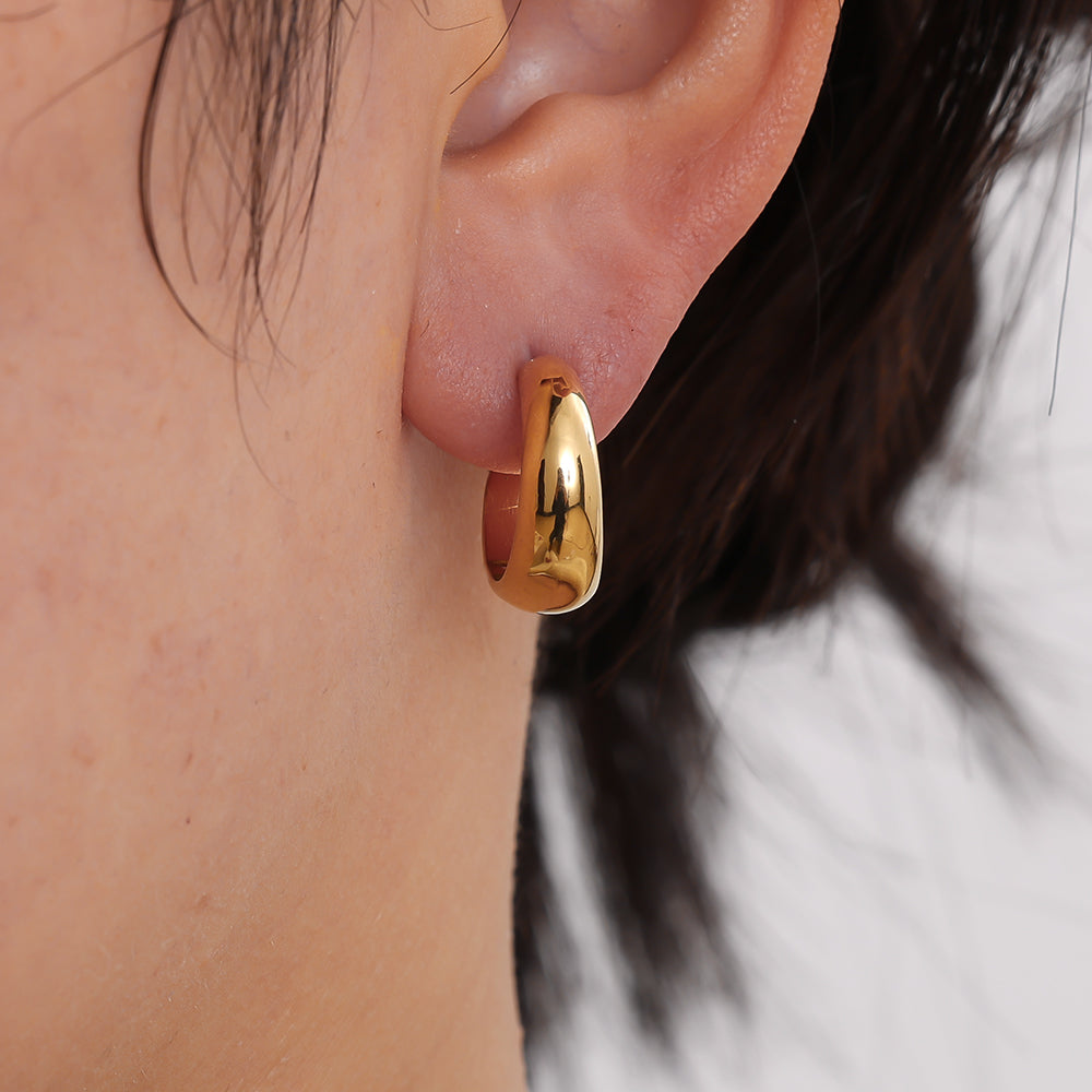 2cm Simple Half Hoop Edelstahl Ohrringe