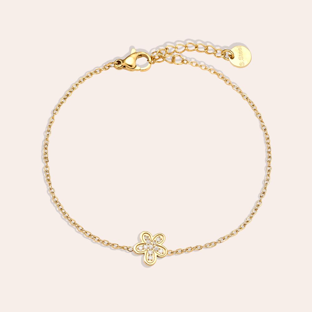 17cm Sweet Diamond Flower Edelstahl Armkette