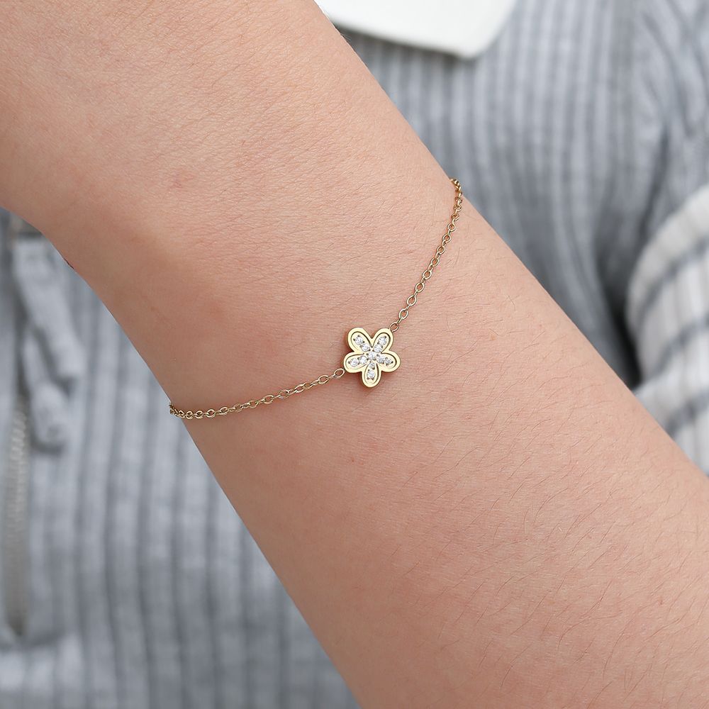 17cm Sweet Diamond Flower Edelstahl Armkette