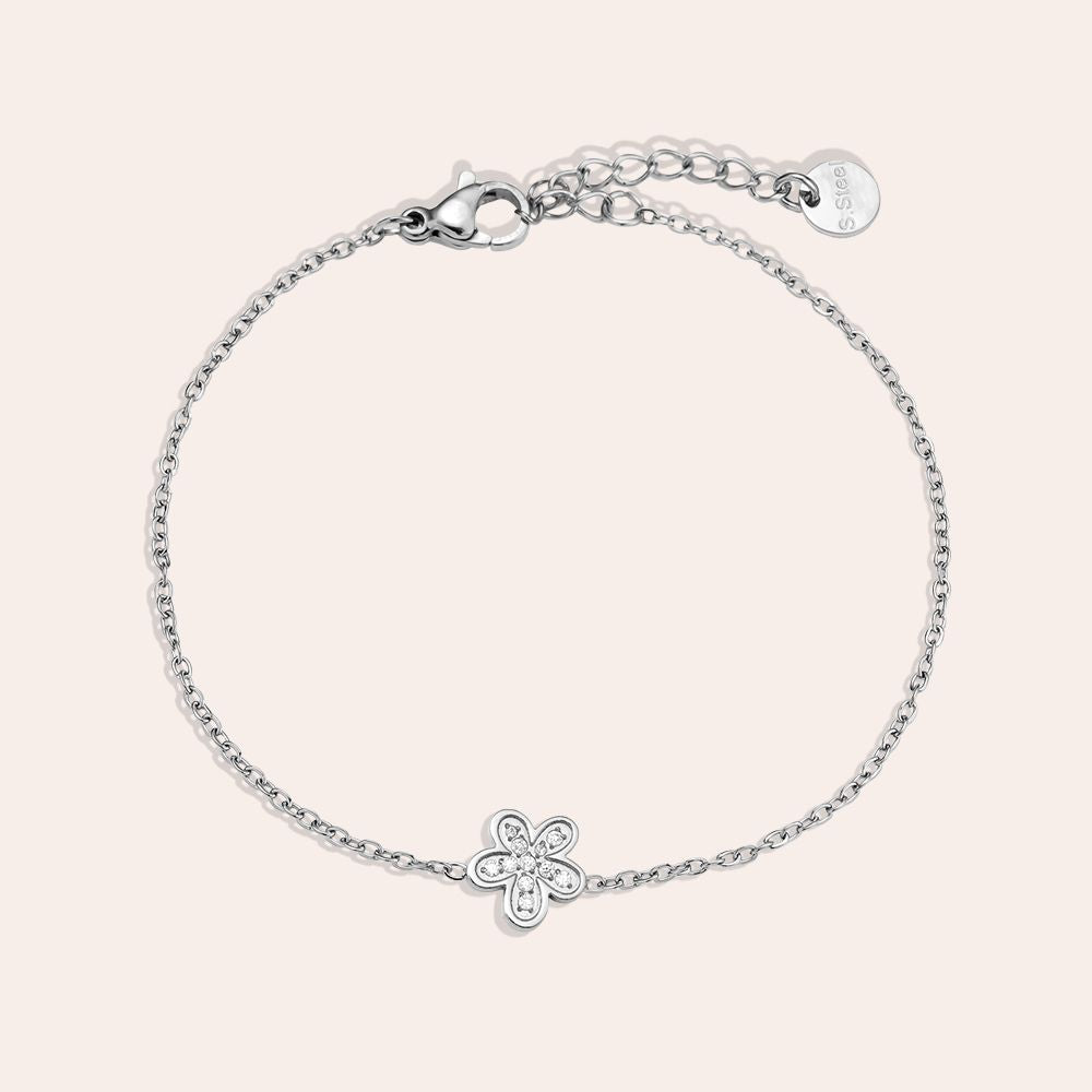 17cm Sweet Diamond Flower Edelstahl Armkette