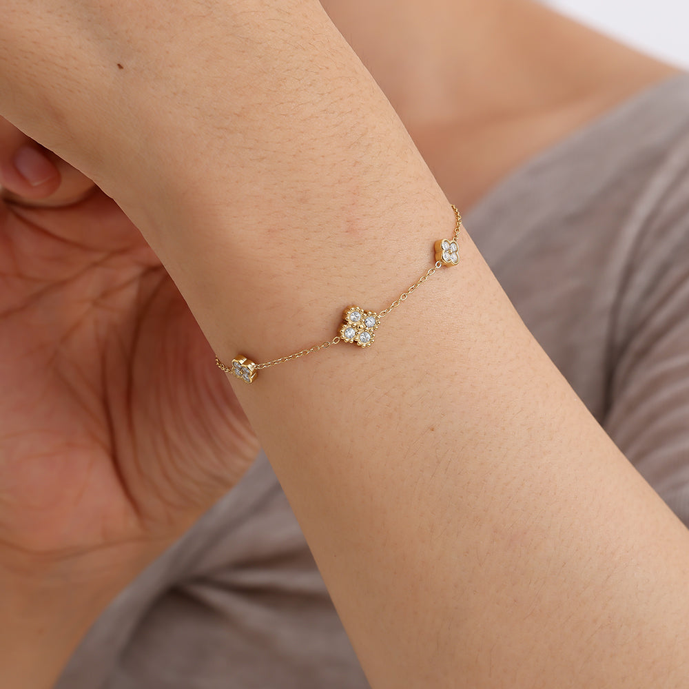 15cm Nice Lucky Flower Edelstahl Armkette