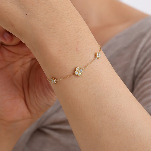 15cm Nice Lucky Flower Edelstahl Armkette