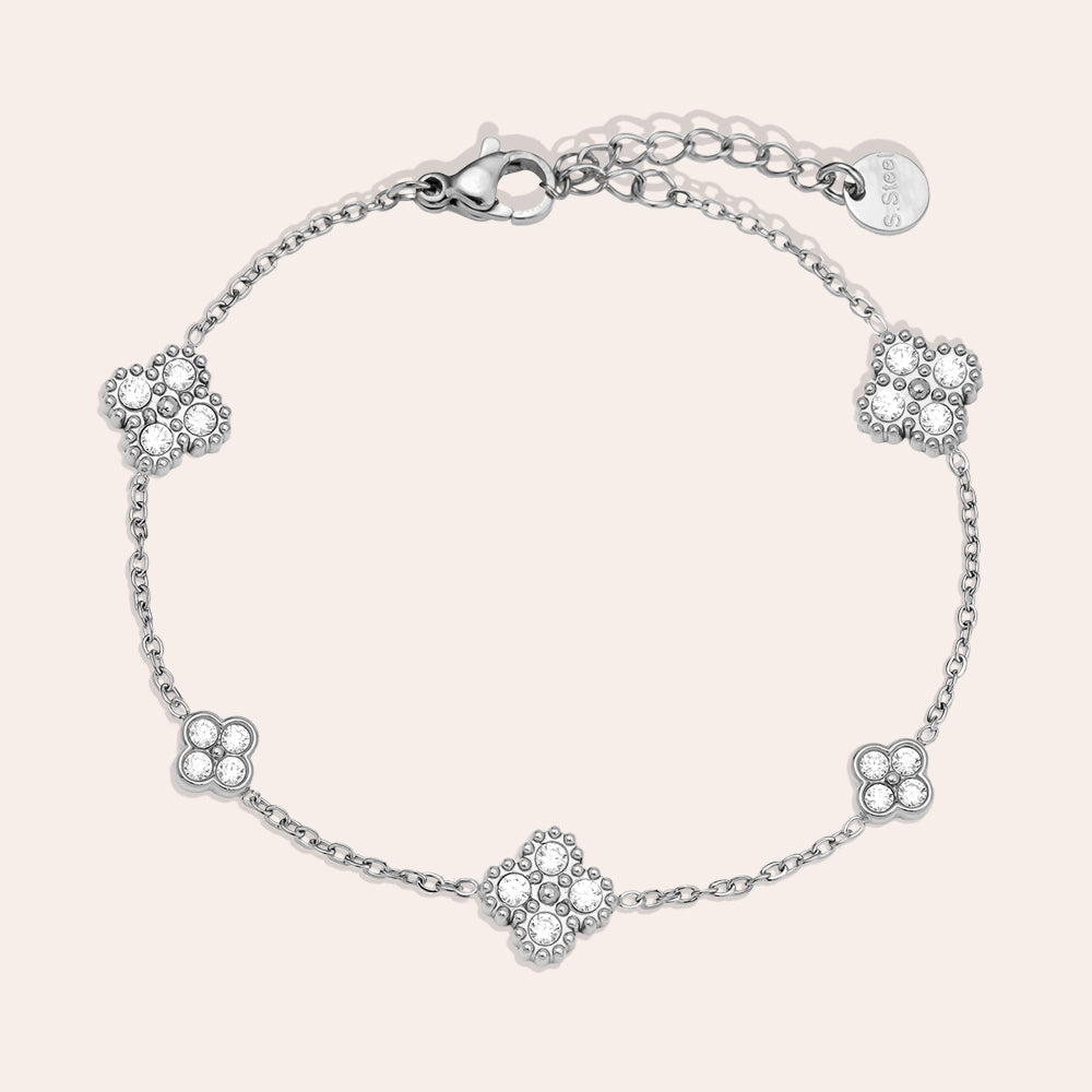 15cm Nice Lucky Flower Edelstahl Armkette