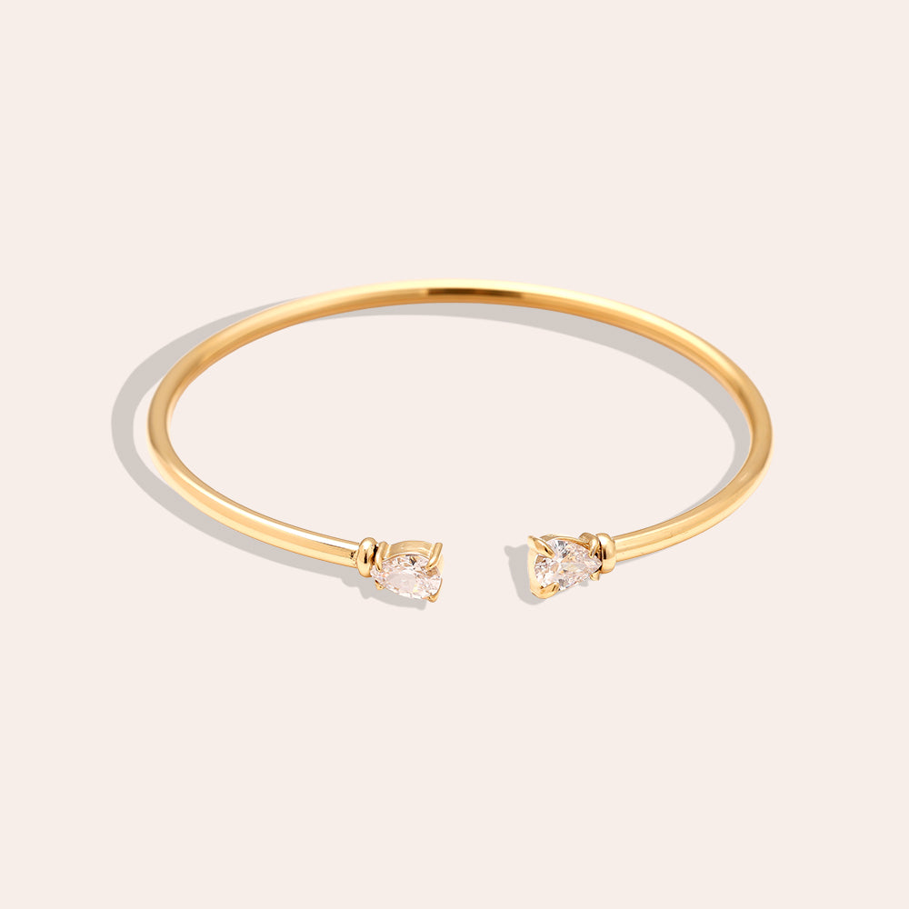 Adjustable Two Diamond Drop Edelstahl Armreif