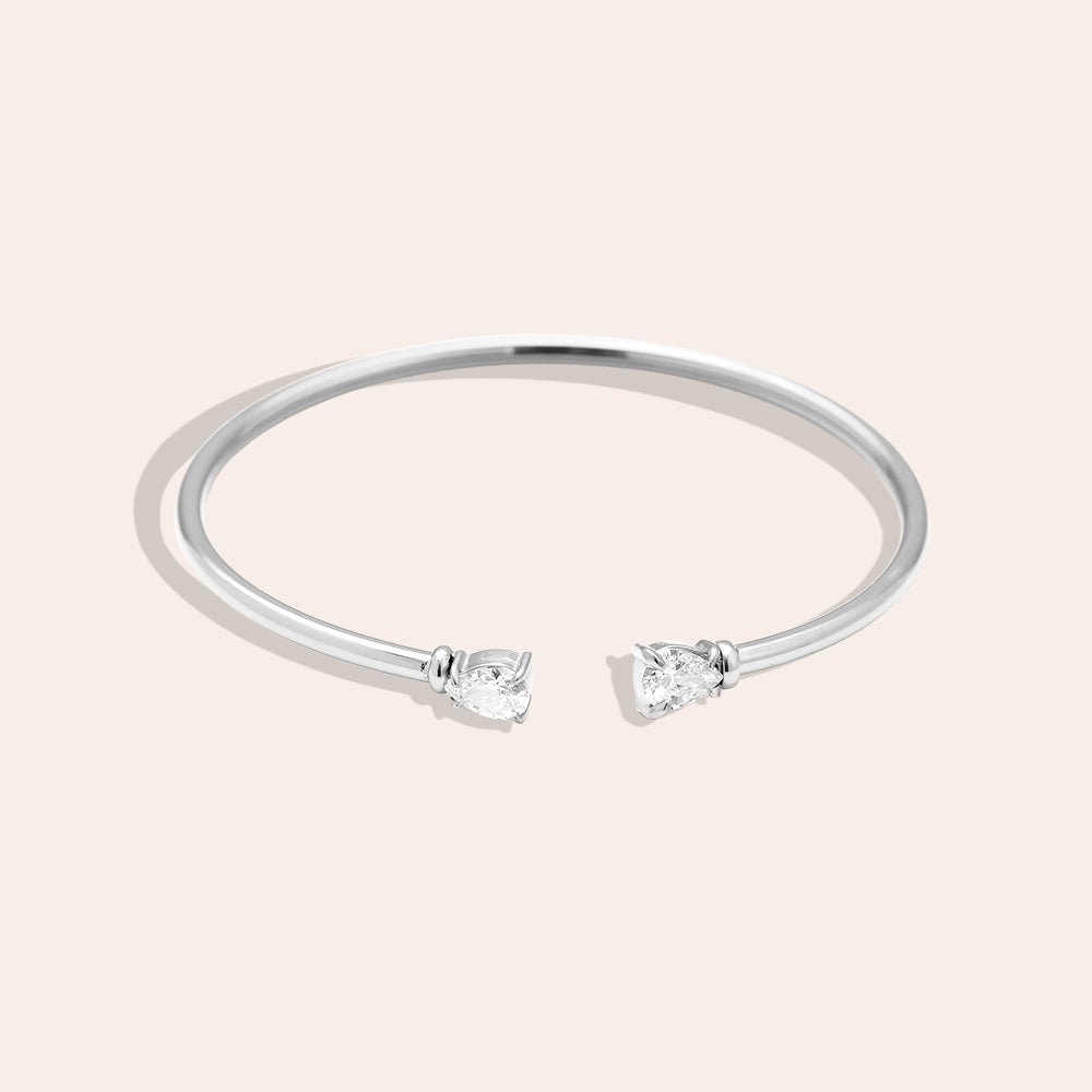 Adjustable Two Diamond Drop Edelstahl Armreif