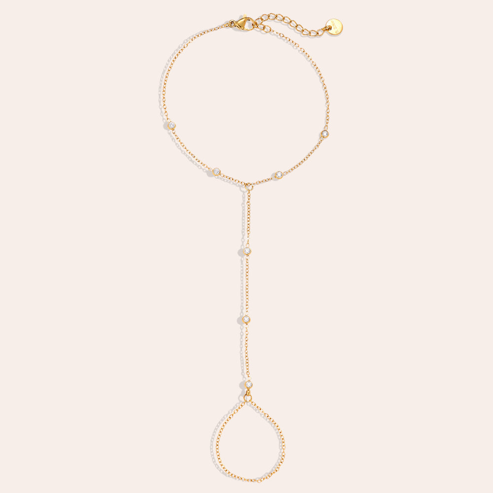17cm Minimalistische Finger-Handkette Edelstahl Armband