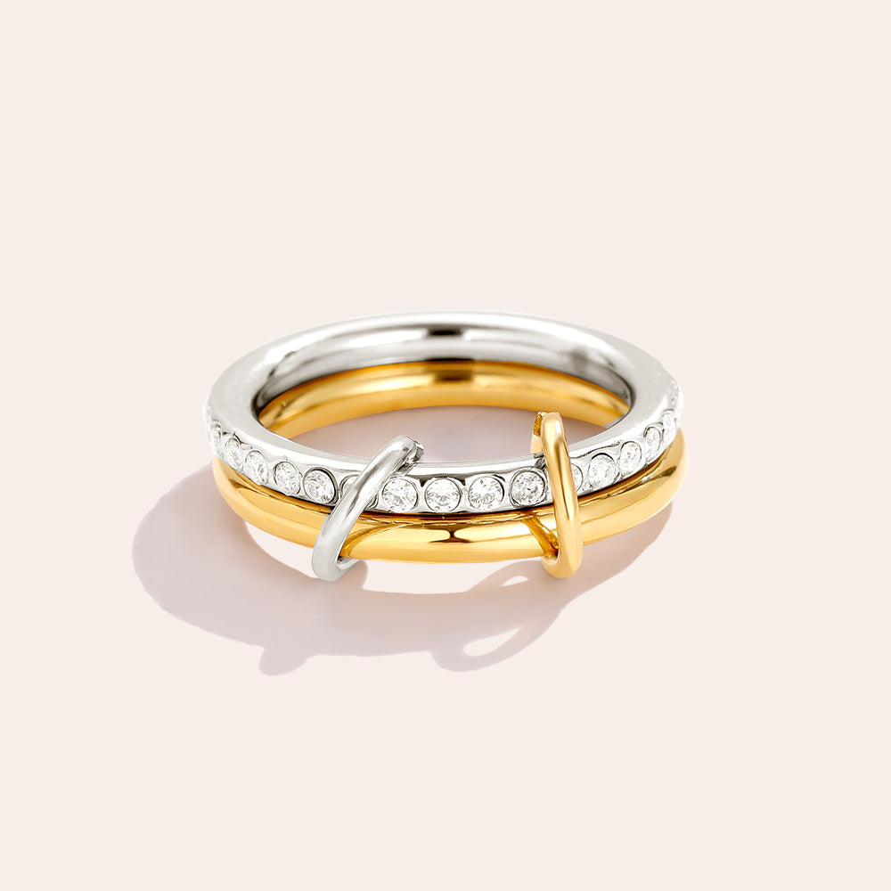 Pro Two Layer Diamond Ring Set Edelstahl Ring