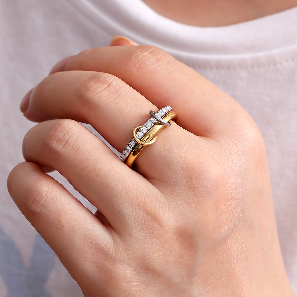 Pro Two Layer Diamond Ring Set Edelstahl Ring