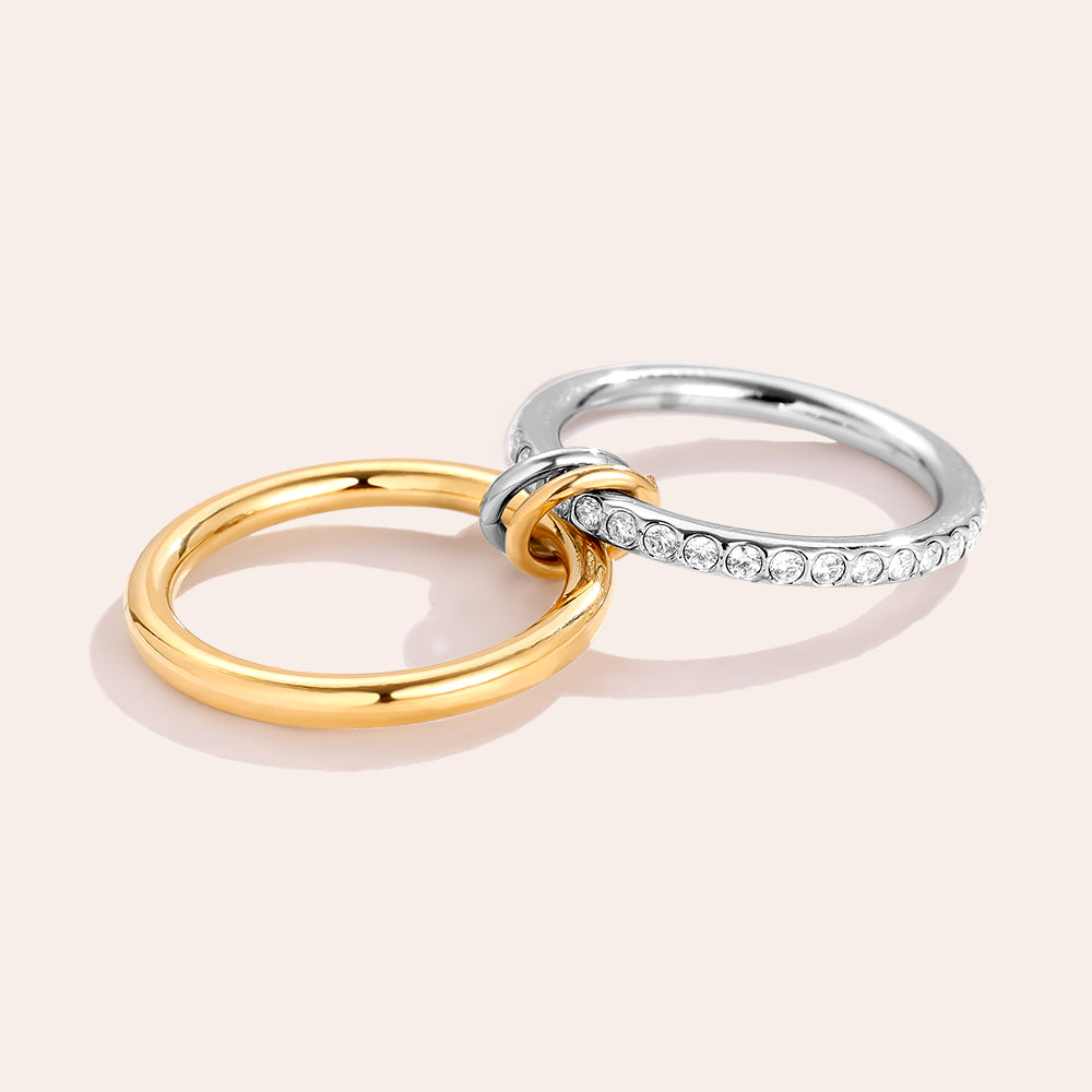 Pro Two Layer Diamond Ring Set Edelstahl Ring