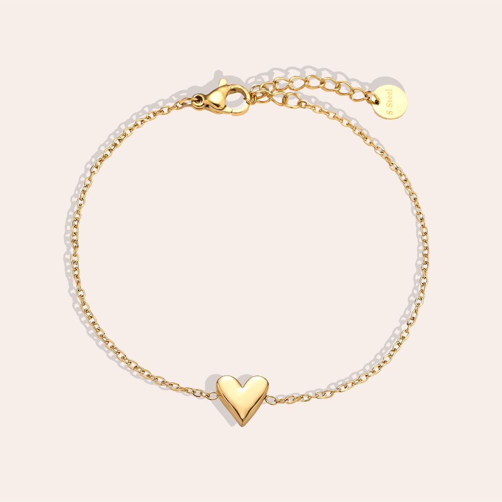 17cm Simple Heart Edelstahl Armband