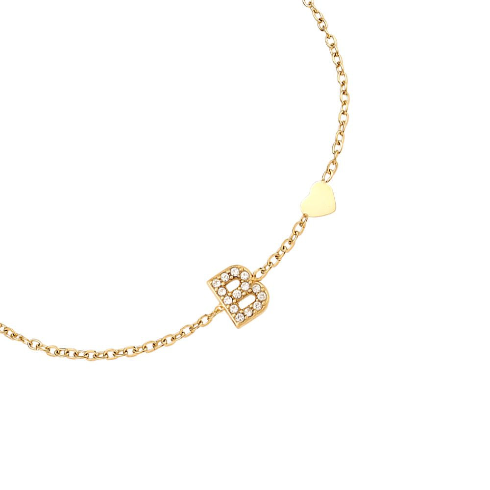 17cm Nice Diamond 26 Alphabet Edelstahl Armband