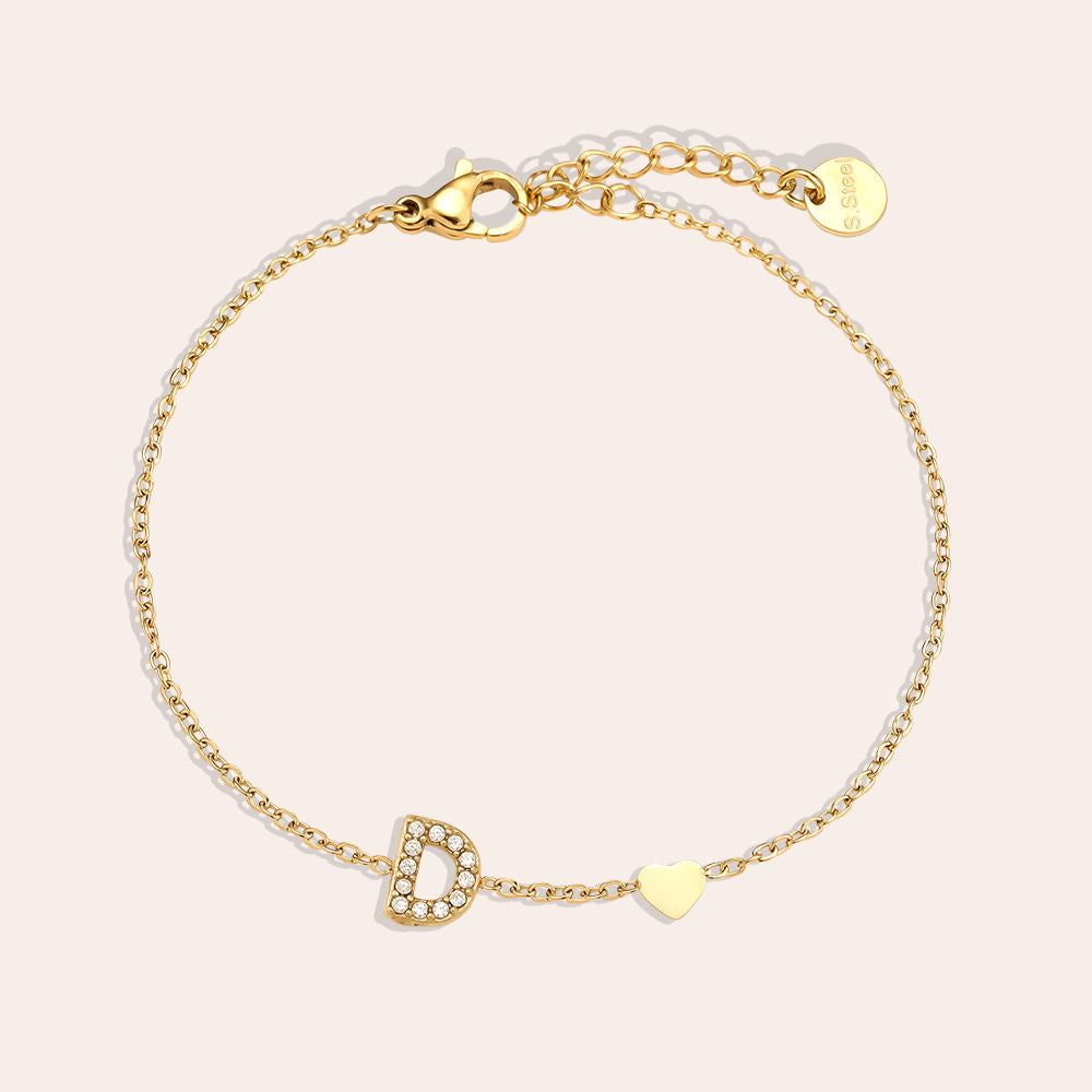 17cm Nice Diamond 26 Alphabet Edelstahl Armband