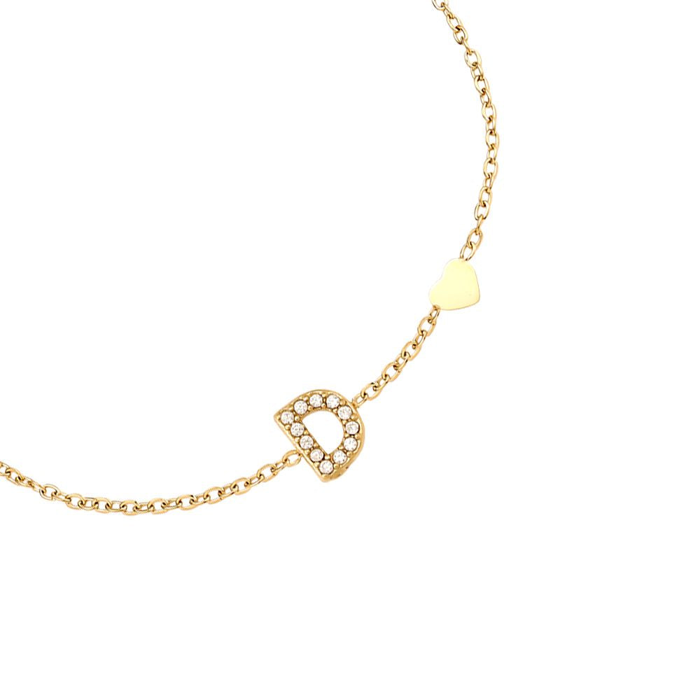 17cm Nice Diamond 26 Alphabet Edelstahl Armband
