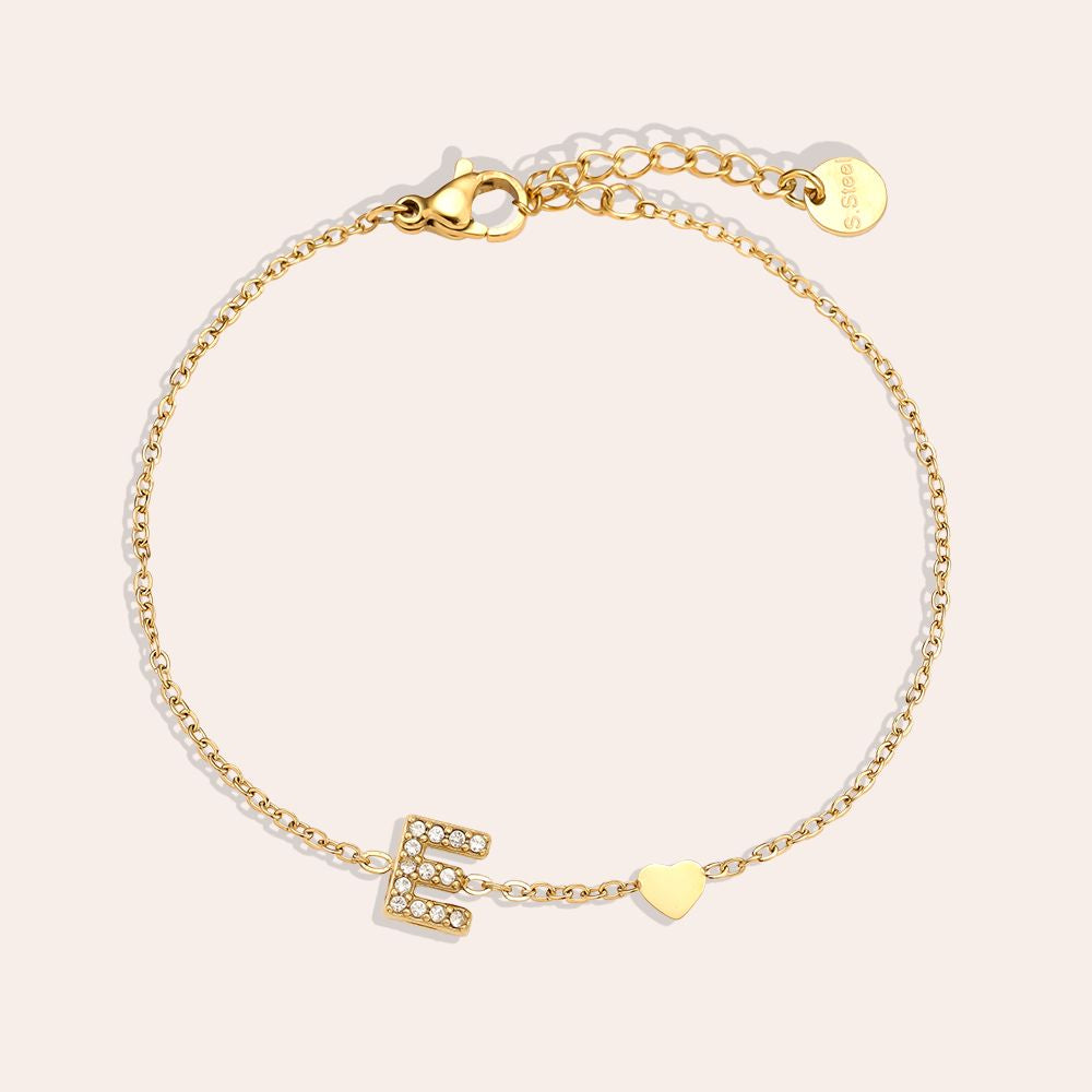 17cm Nice Diamond 26 Alphabet Edelstahl Armband