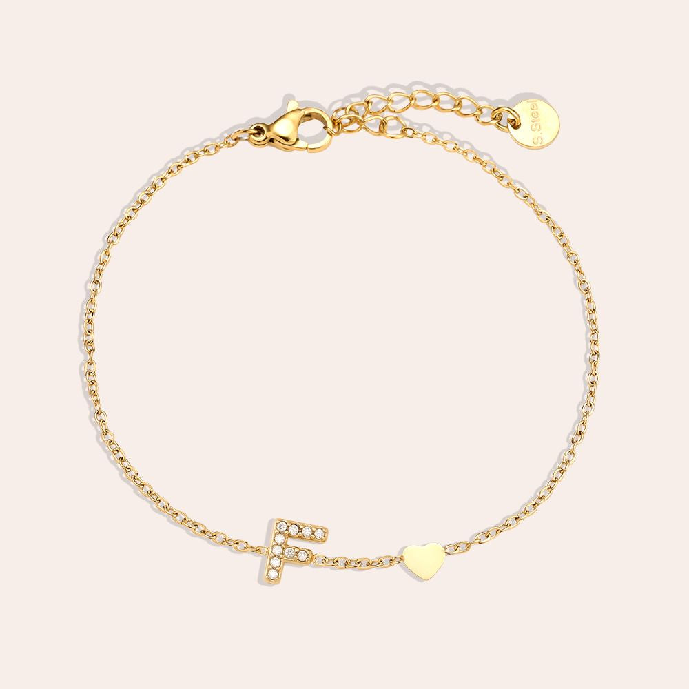 17cm Nice Diamond 26 Alphabet Edelstahl Armband