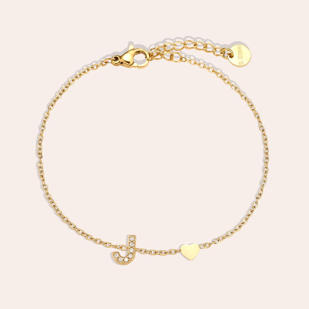 17cm Nice Diamond 26 Alphabet Edelstahl Armband