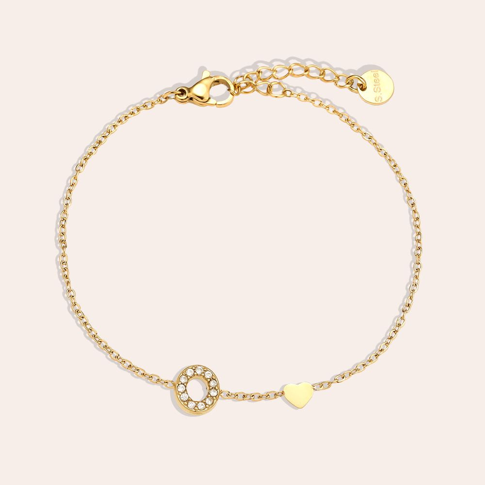17cm Nice Diamond 26 Alphabet Edelstahl Armband
