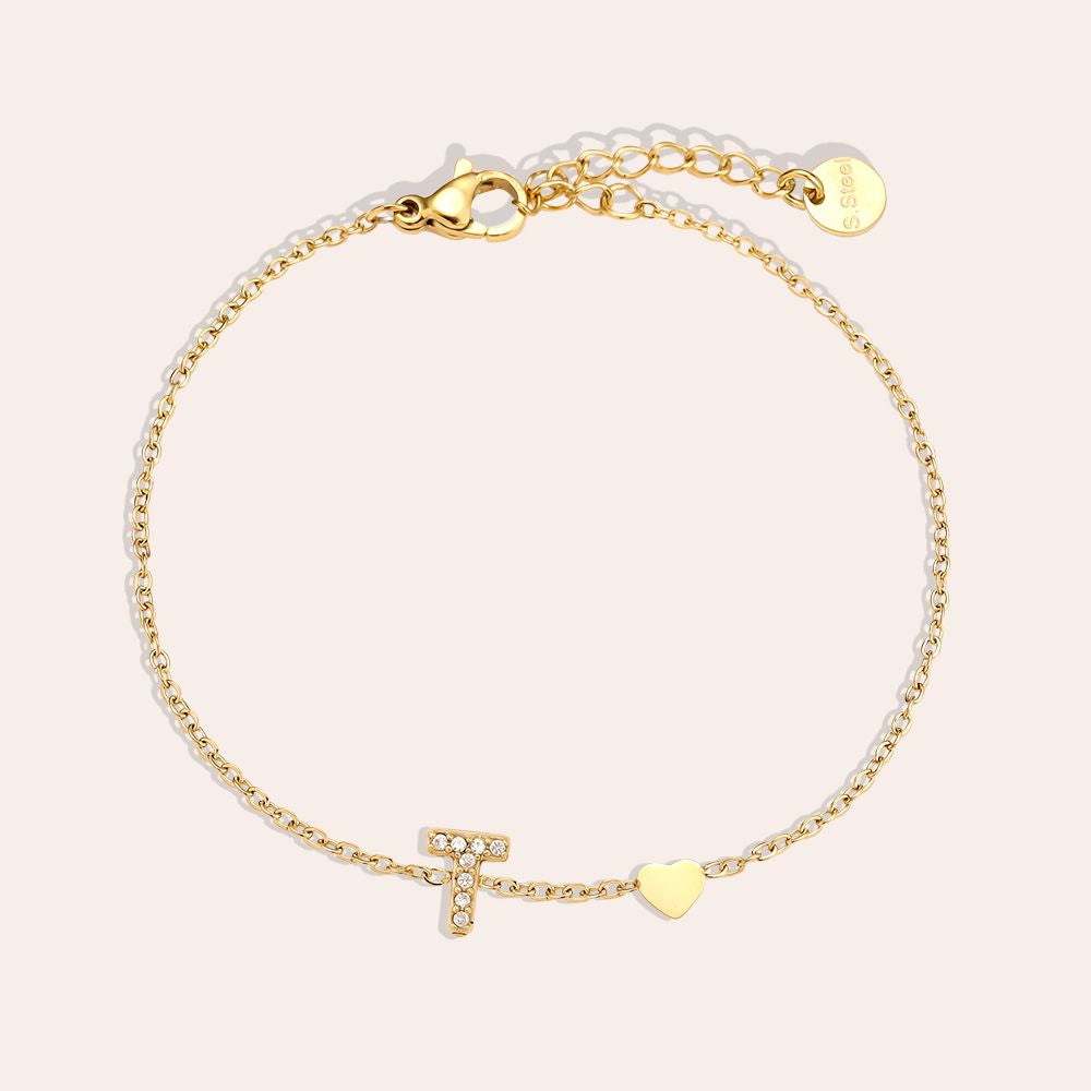 17cm Nice Diamond 26 Alphabet Edelstahl Armband