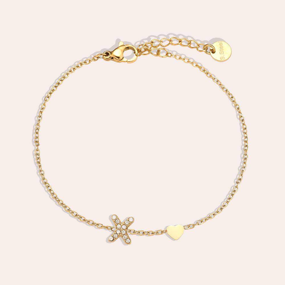 17cm Nice Diamond 26 Alphabet Edelstahl Armband