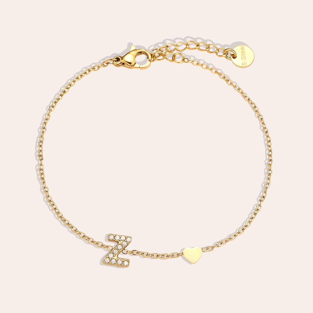 17cm Nice Diamond 26 Alphabet Edelstahl Armband