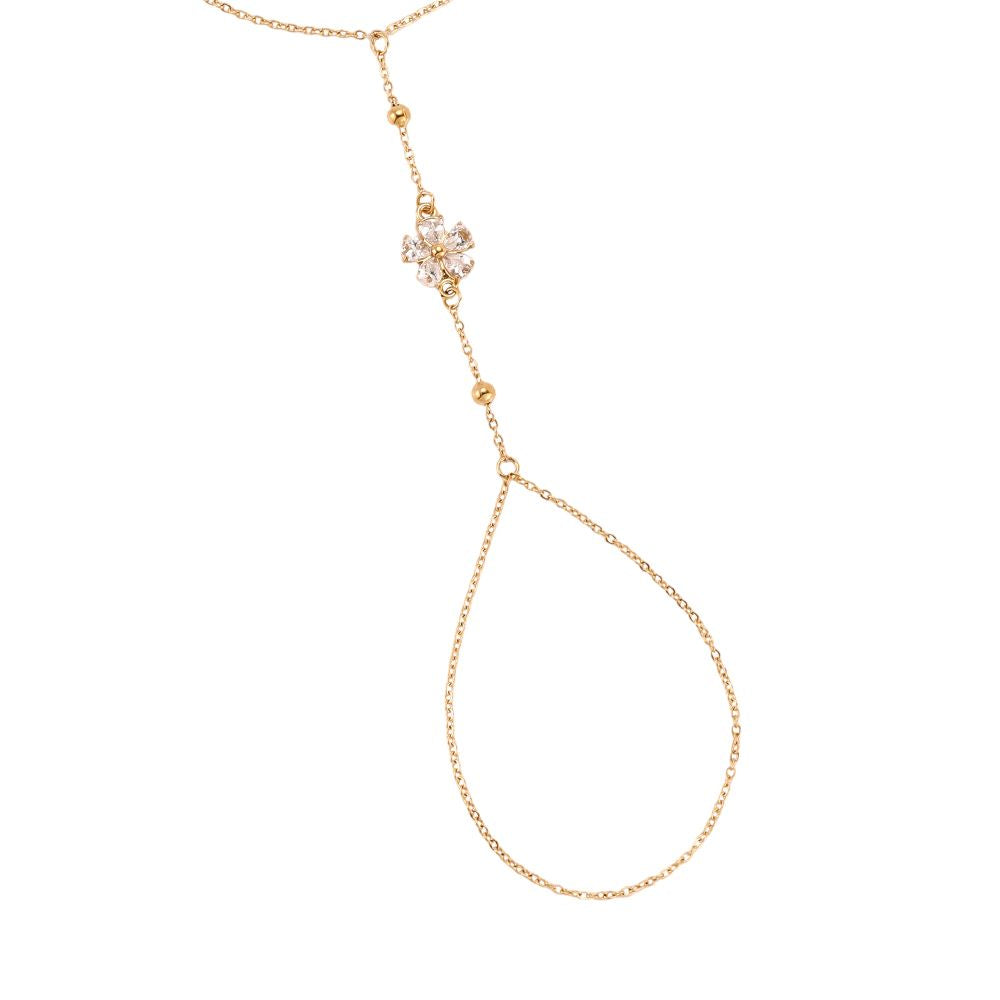 17cm Zirkonia Blume Handkette Edelstahl Armband