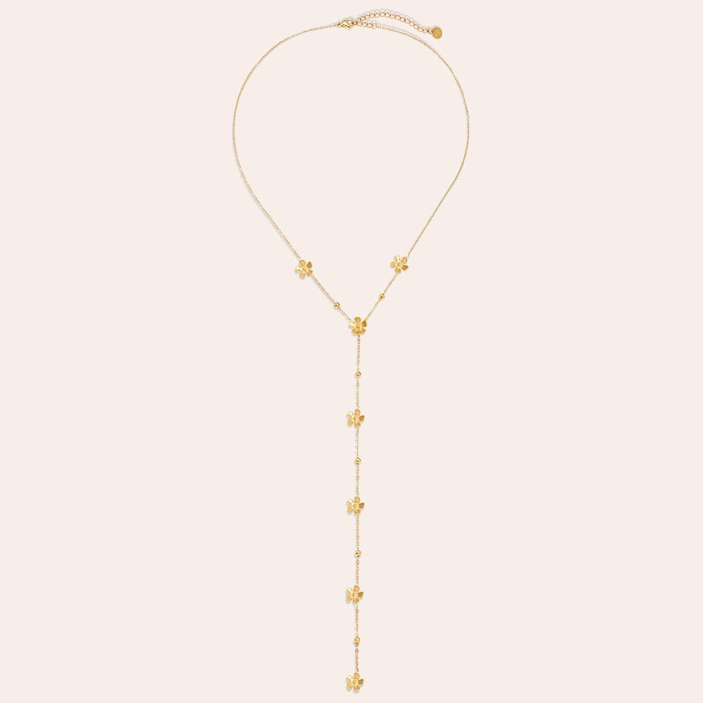 41cm Y-Kette mit Blumen Edelstahl Halskette
