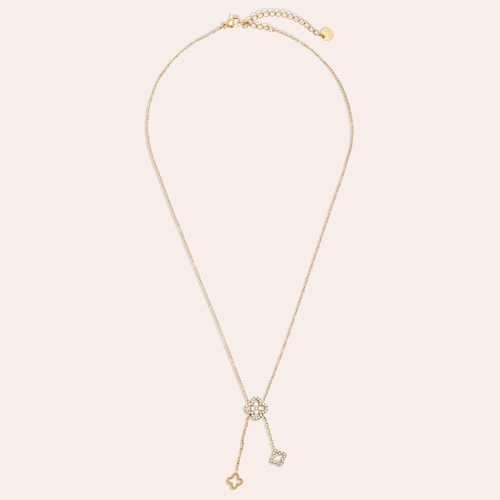 39cm Perfect Diamond Lucky Flower Edelstahl Halskette